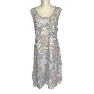 Sundance Moonshadow Silk Chiffon Embroidered Beaded Sleeveless Dress Petite Medi